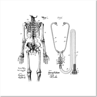 Doctor Gift Idea Skeleton Stethoscope Vintage Patent Image Posters and Art